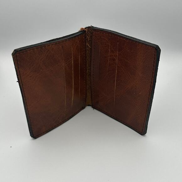 Oaxaca Mexico Handmade Brown Leather Unisex Slim Wallet - Picture 7 of 8